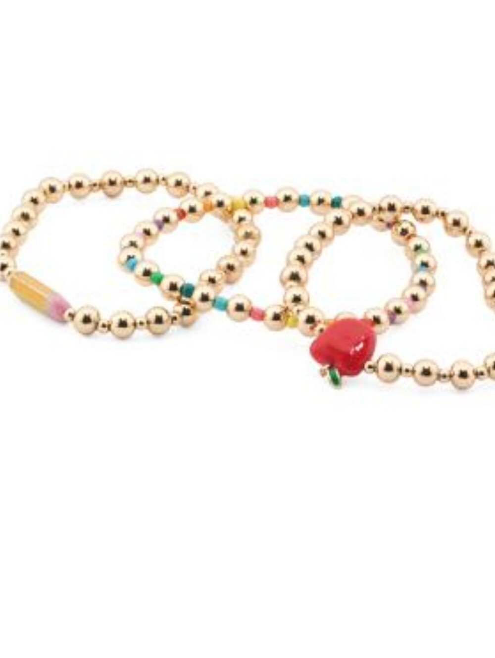 True To Form School Theme Beaded Bracelet Set with Red Apple & Pencil Charms Th